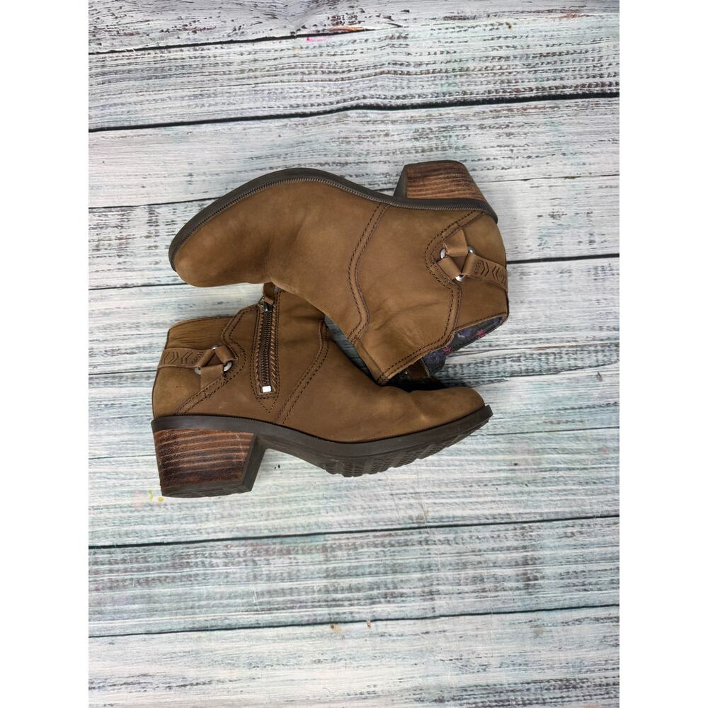 Teva Womens Foxy Boot Size 8 Waterproof Brown Leather Block Heel Comfy Outdoor - Picture 2 of 6
